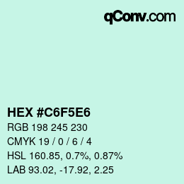 Color code: HEX #C6F5E6 | qconv.com