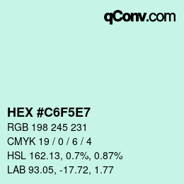 Color code: HEX #C6F5E7 | qconv.com