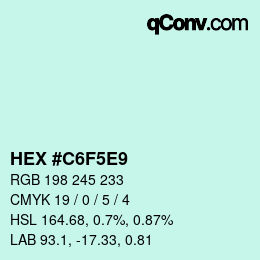 Color code: HEX #C6F5E9 | qconv.com