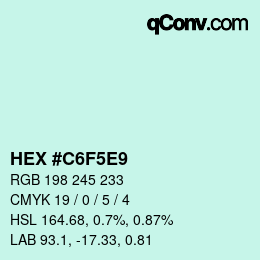 Color code: HEX #C6F5E9 | qconv.com