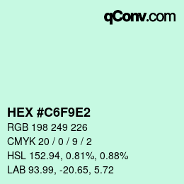 カラーコード: HEX #C6F9E2 | qconv.com
