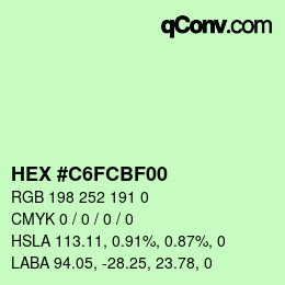 Farbcode: HEX #C6FCBF00 | qconv.com