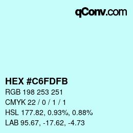 Color code: HEX #C6FDFB | qconv.com