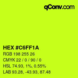 Color code: HEX #C6FF1A | qconv.com