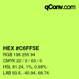 Color code: HEX #C6FF5E | qconv.com