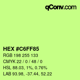 カラーコード: HEX #C6FF85 | qconv.com