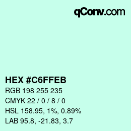 Color code: HEX #C6FFEB | qconv.com