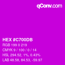Color code: HEX #C700DB | qconv.com