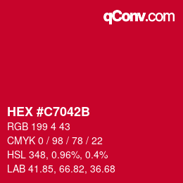 Color code: HEX #C7042B | qconv.com