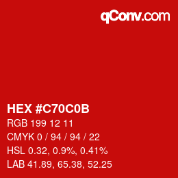 颜色代码: HEX #C70C0B | qconv.com