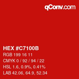 Color code: HEX #C7100B | qconv.com