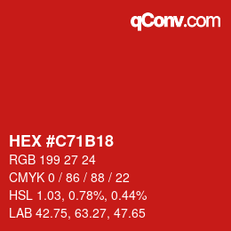 Color code: HEX #C71B18 | qconv.com