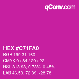 カラーコード: HEX #C71FA0 | qconv.com
