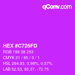 Color code: HEX #C726FD | qconv.com