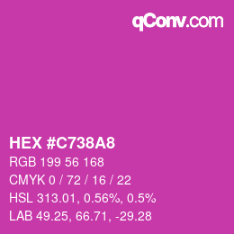 カラーコード: HEX #C738A8 | qconv.com