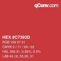 カラーコード: HEX #C7393D | qconv.com