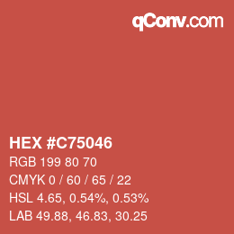 カラーコード: HEX #C75046 | qconv.com
