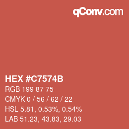 Color code: HEX #C7574B | qconv.com