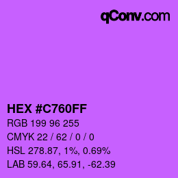 Color code: HEX #C760FF | qconv.com