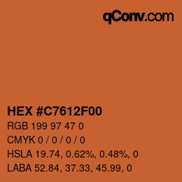 Farbcode: HEX #C7612F00 | qconv.com