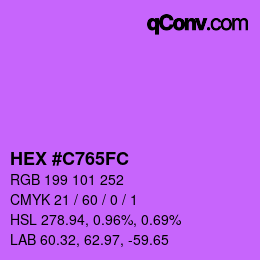 颜色代码: HEX #C765FC | qconv.com