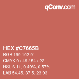 Color code: HEX #C7665B | qconv.com