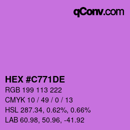 Farbcode: HEX #C771DE | qconv.com