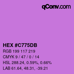 カラーコード: HEX #C775DB | qconv.com