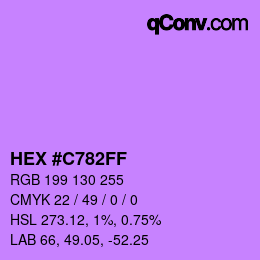 Color code: HEX #C782FF | qconv.com