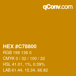 Color code: HEX #C78800 | qconv.com