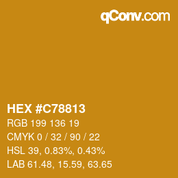 Farbcode: HEX #C78813 | qconv.com