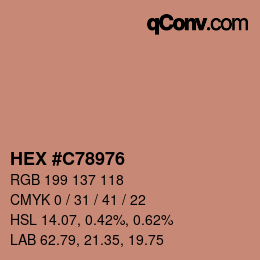 Código de color: HEX #C78976 | qconv.com