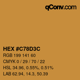 Color code: HEX #C78D3C | qconv.com