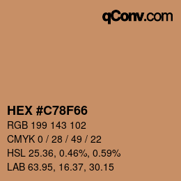 Farbcode: HEX #C78F66 | qconv.com