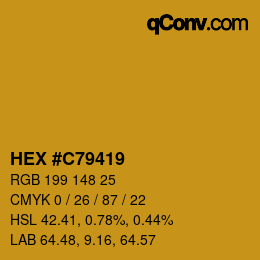颜色代码: HEX #C79419 | qconv.com