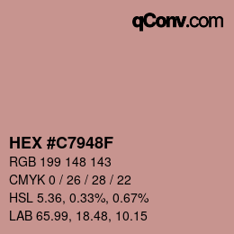 颜色代码: HEX #C7948F | qconv.com