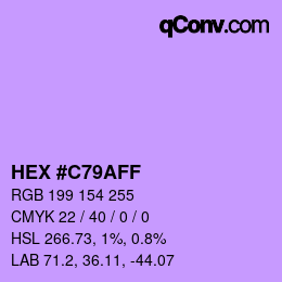 Color code: HEX #C79AFF | qconv.com