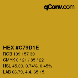Color code: HEX #C79D1E | qconv.com