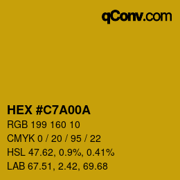 カラーコード: HEX #C7A00A | qconv.com