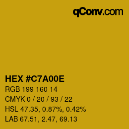 Farbcode: HEX #C7A00E | qconv.com