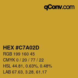 Color code: HEX #C7A02D | qconv.com