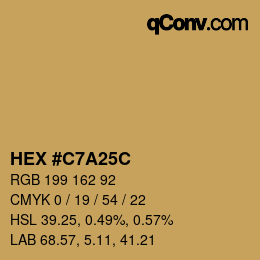 Color code: HEX #C7A25C | qconv.com