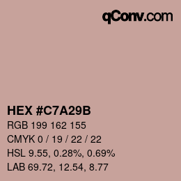 Color code: HEX #C7A29B | qconv.com