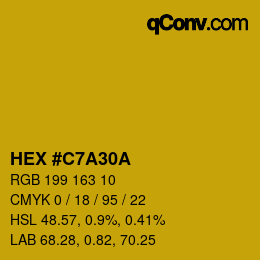 颜色代码: HEX #C7A30A | qconv.com