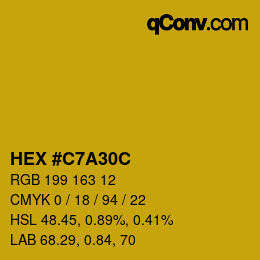カラーコード: HEX #C7A30C | qconv.com