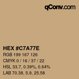 Color code: HEX #C7A77E | qconv.com