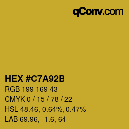 Color code: HEX #C7A92B | qconv.com