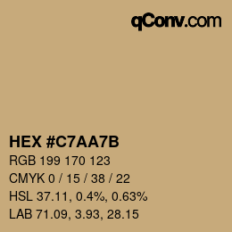 Color code: HEX #C7AA7B | qconv.com