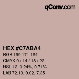 颜色代码: HEX #C7ABA4 | qconv.com