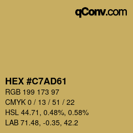 Color code: HEX #C7AD61 | qconv.com